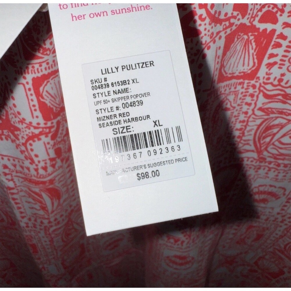 Lilly Pulitzer Skipper Popover Womens XL Red Seaside Print Half Zip Top NWT - Picture 7 of 8